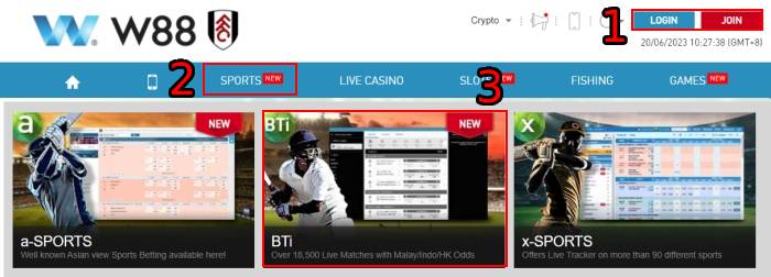 w88 sportsbook betting access w88 betting site & select the sportsbook