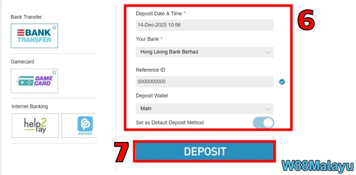 w88 deposit cara deposit di w88 in simple steps step 3
